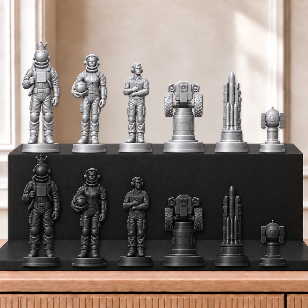 Raketen – thematisches Schachfigurenset mit 32 Figuren – Ansicht 8