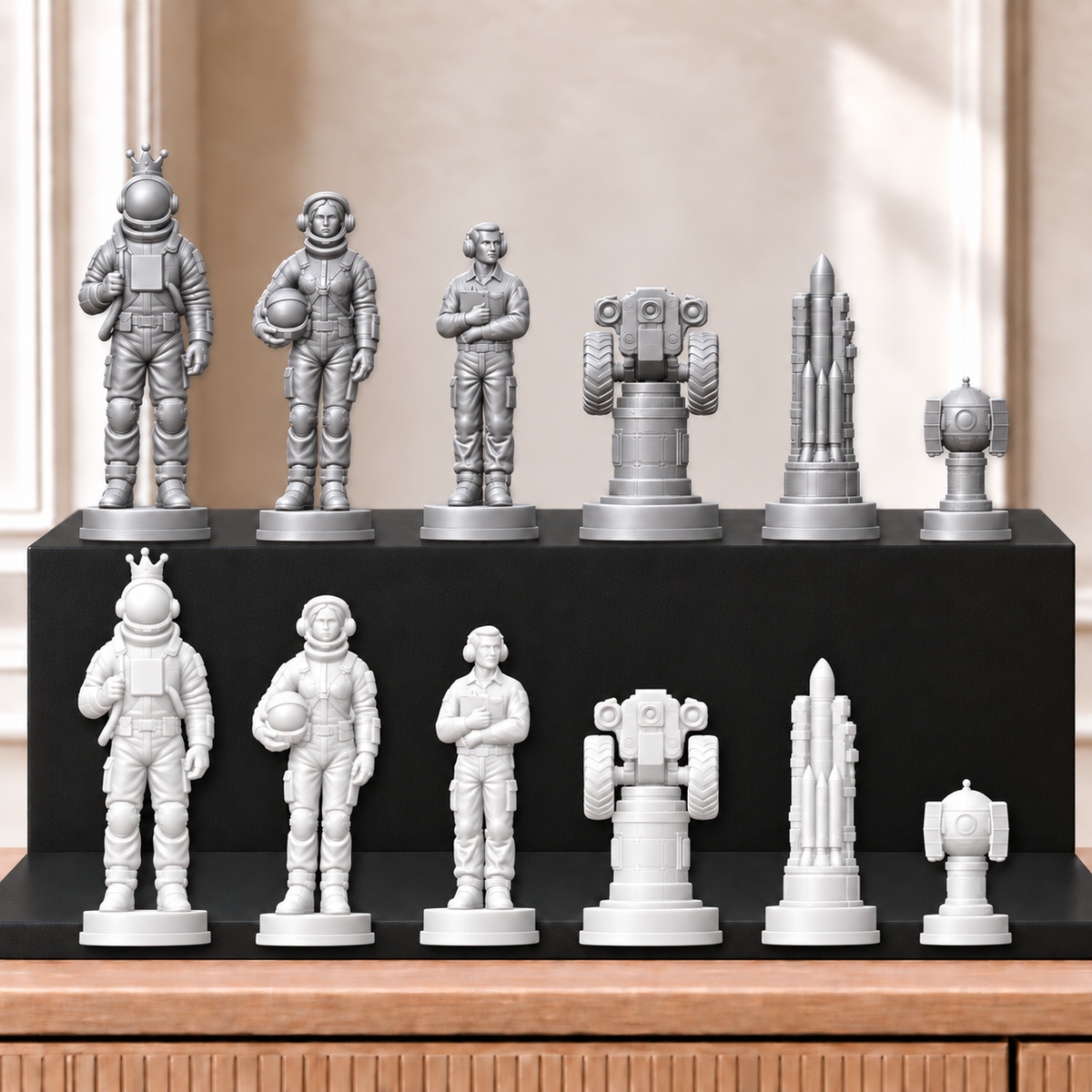 Raketen – thematisches Schachfigurenset mit 32 Figuren – Ansicht 9
