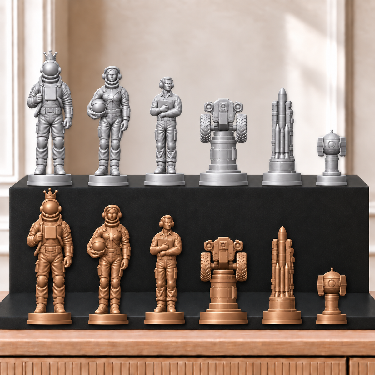Raketen – thematisches Schachfigurenset mit 32 Figuren – Ansicht 10