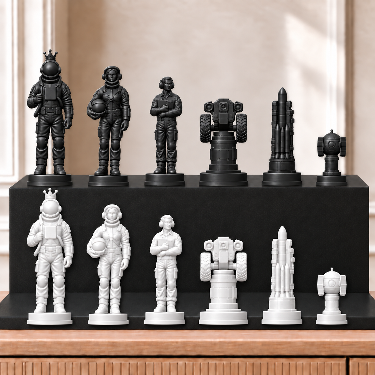Raketen – thematisches Schachfigurenset mit 32 Figuren – Ansicht 11