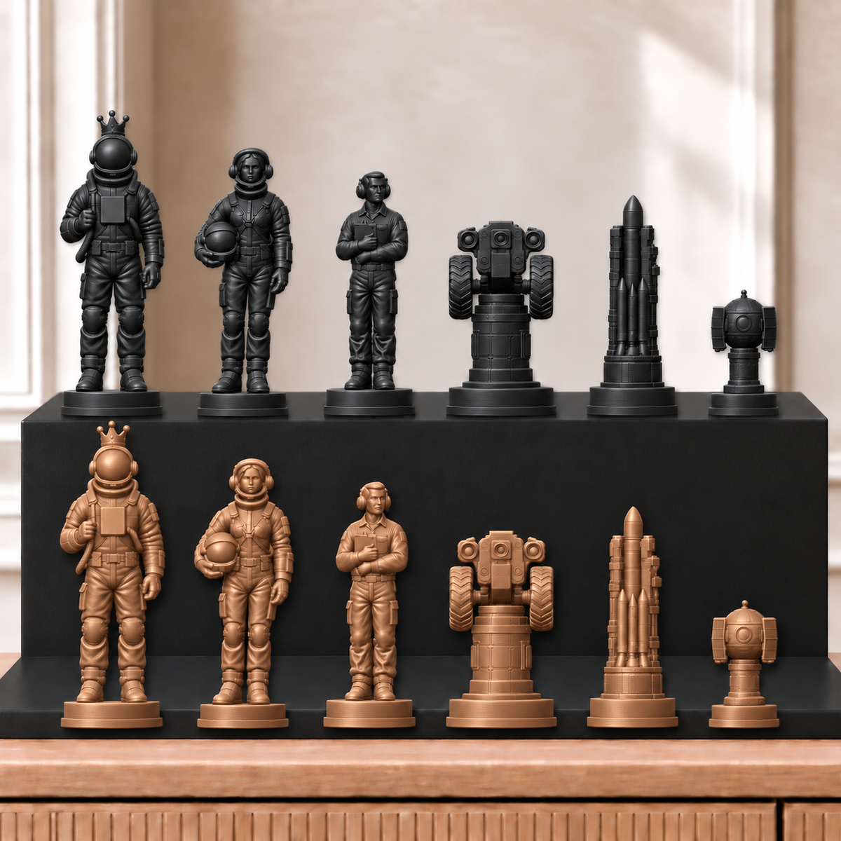 Raketen – thematisches Schachfigurenset mit 32 Figuren – Ansicht 12