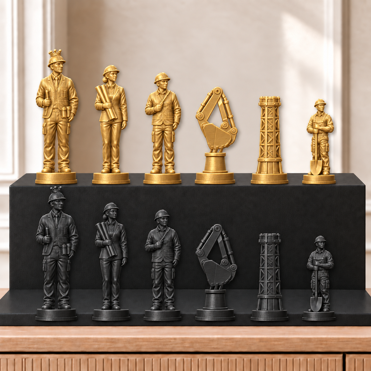 Bagger – thematisches Schachfigurenset mit 32 Figuren – Ansicht 5