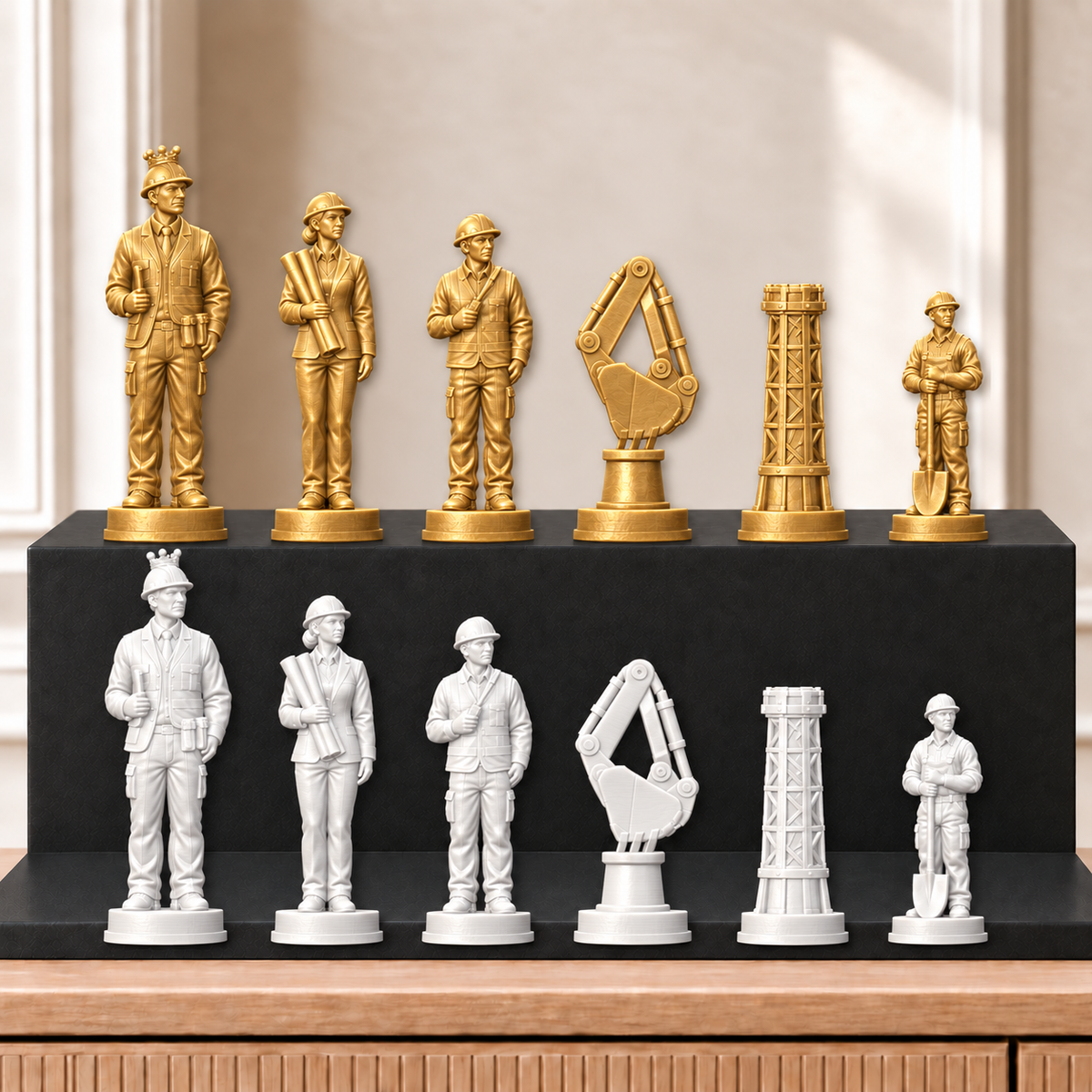 Bagger – thematisches Schachfigurenset mit 32 Figuren – Ansicht 6