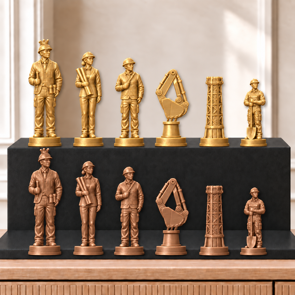 Bagger – thematisches Schachfigurenset mit 32 Figuren – Ansicht 7