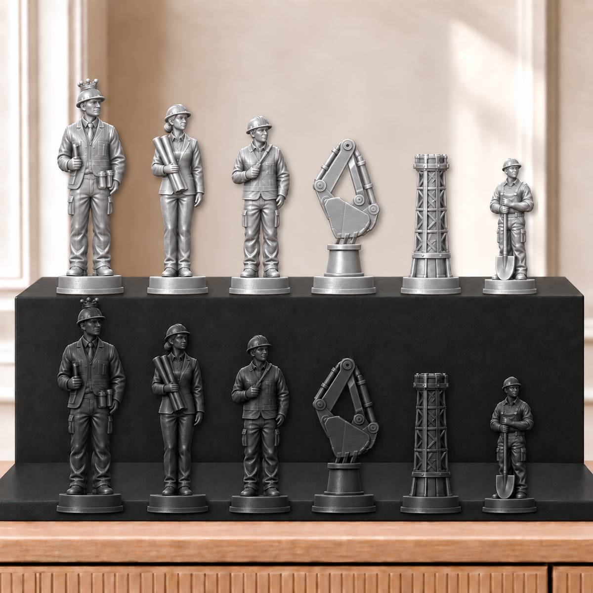 Bagger – thematisches Schachfigurenset mit 32 Figuren – Ansicht 8
