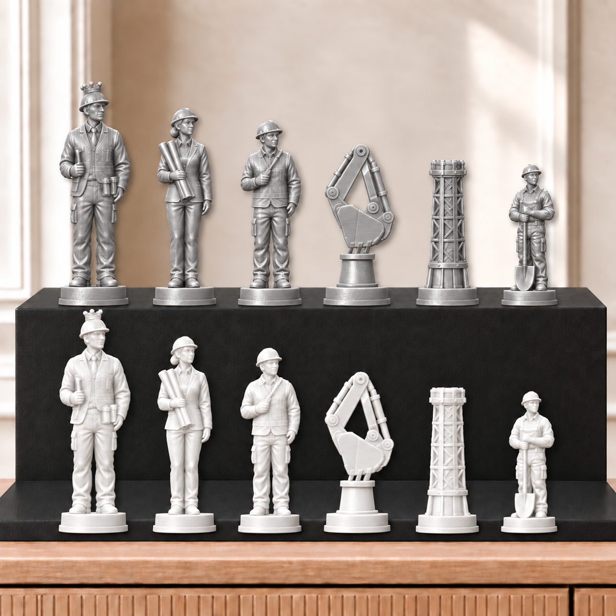 Bagger – thematisches Schachfigurenset mit 32 Figuren – Ansicht 9