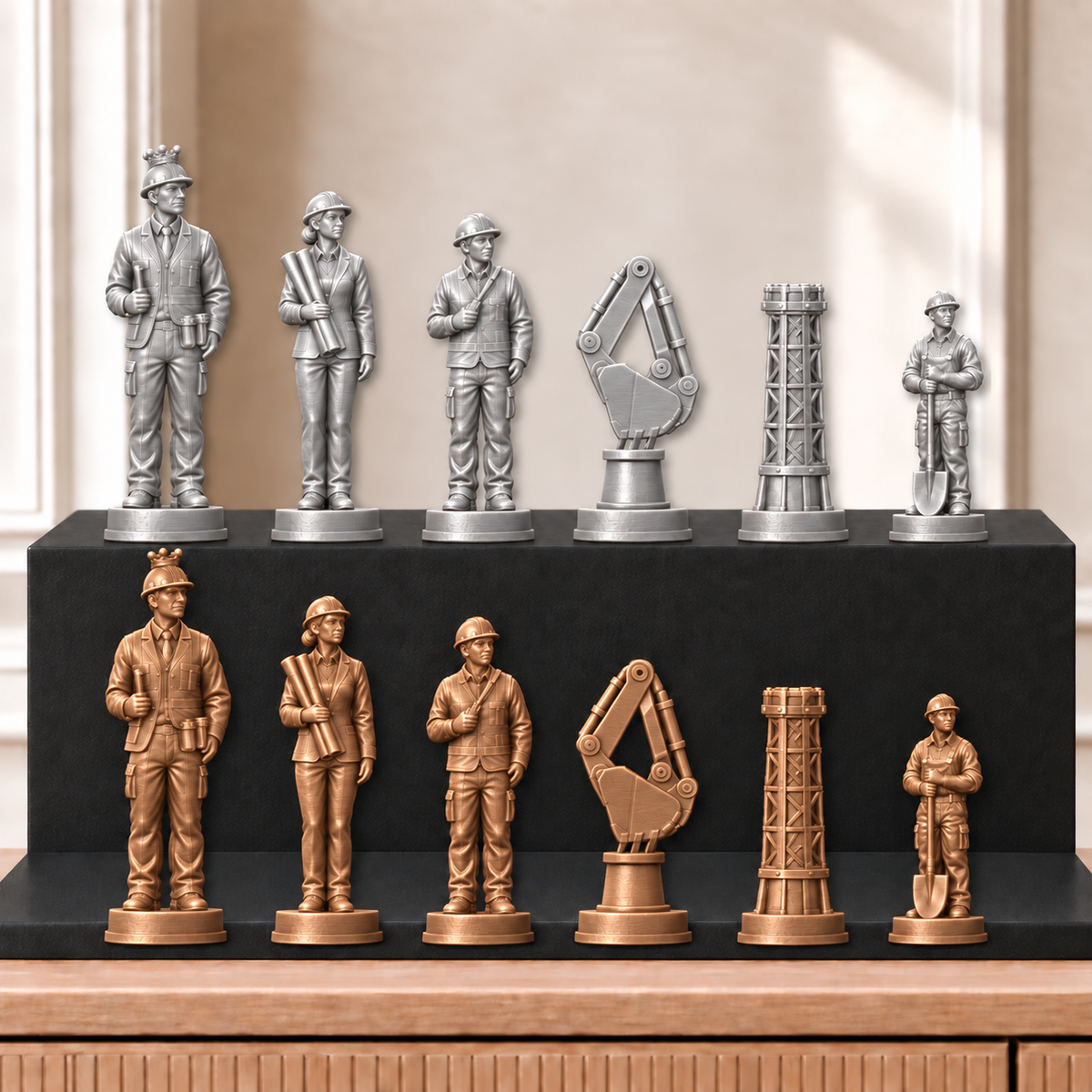 Bagger – thematisches Schachfigurenset mit 32 Figuren – Ansicht 10
