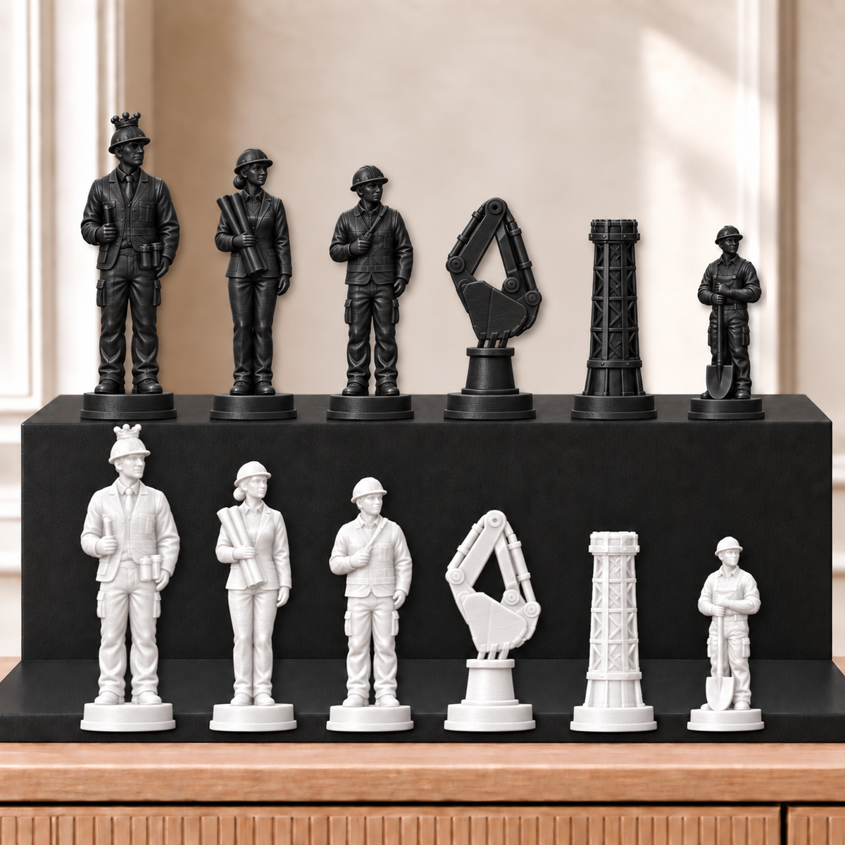 Bagger – thematisches Schachfigurenset mit 32 Figuren – Ansicht 11