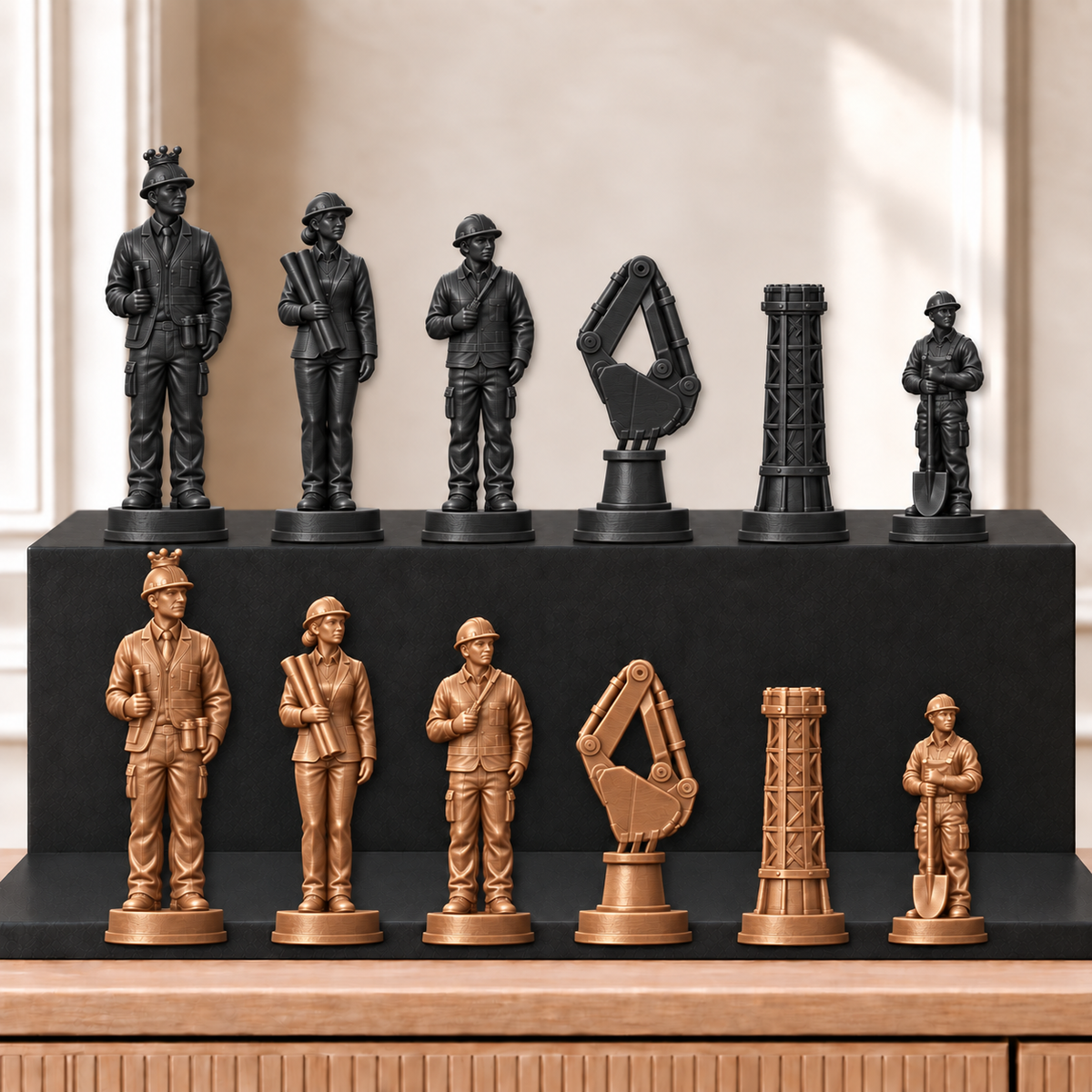 Bagger – thematisches Schachfigurenset mit 32 Figuren – Ansicht 12