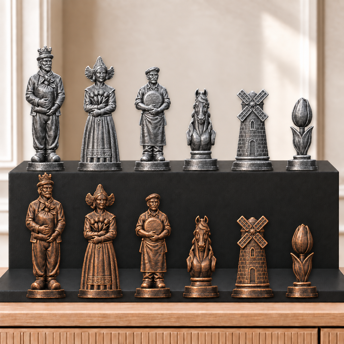 Windmühlen – thematisches Schachfigurenset mit 32 Figuren – Ansicht 3
