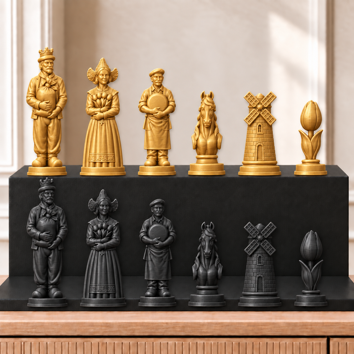 Windmühlen – thematisches Schachfigurenset mit 32 Figuren – Ansicht 5