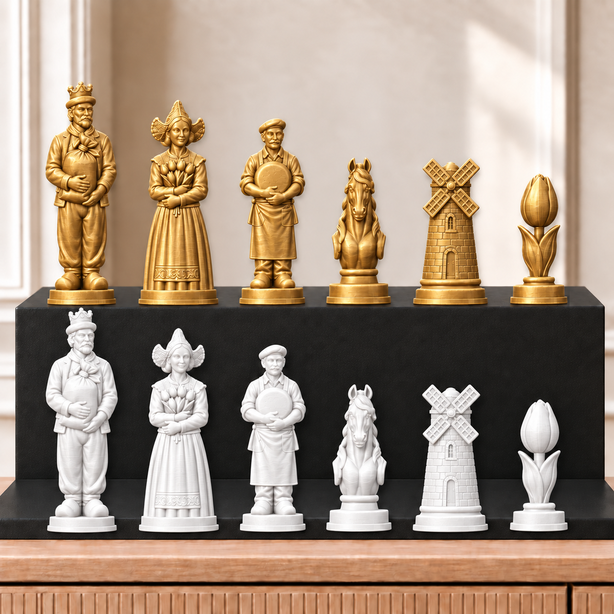 Windmühlen – thematisches Schachfigurenset mit 32 Figuren – Ansicht 6