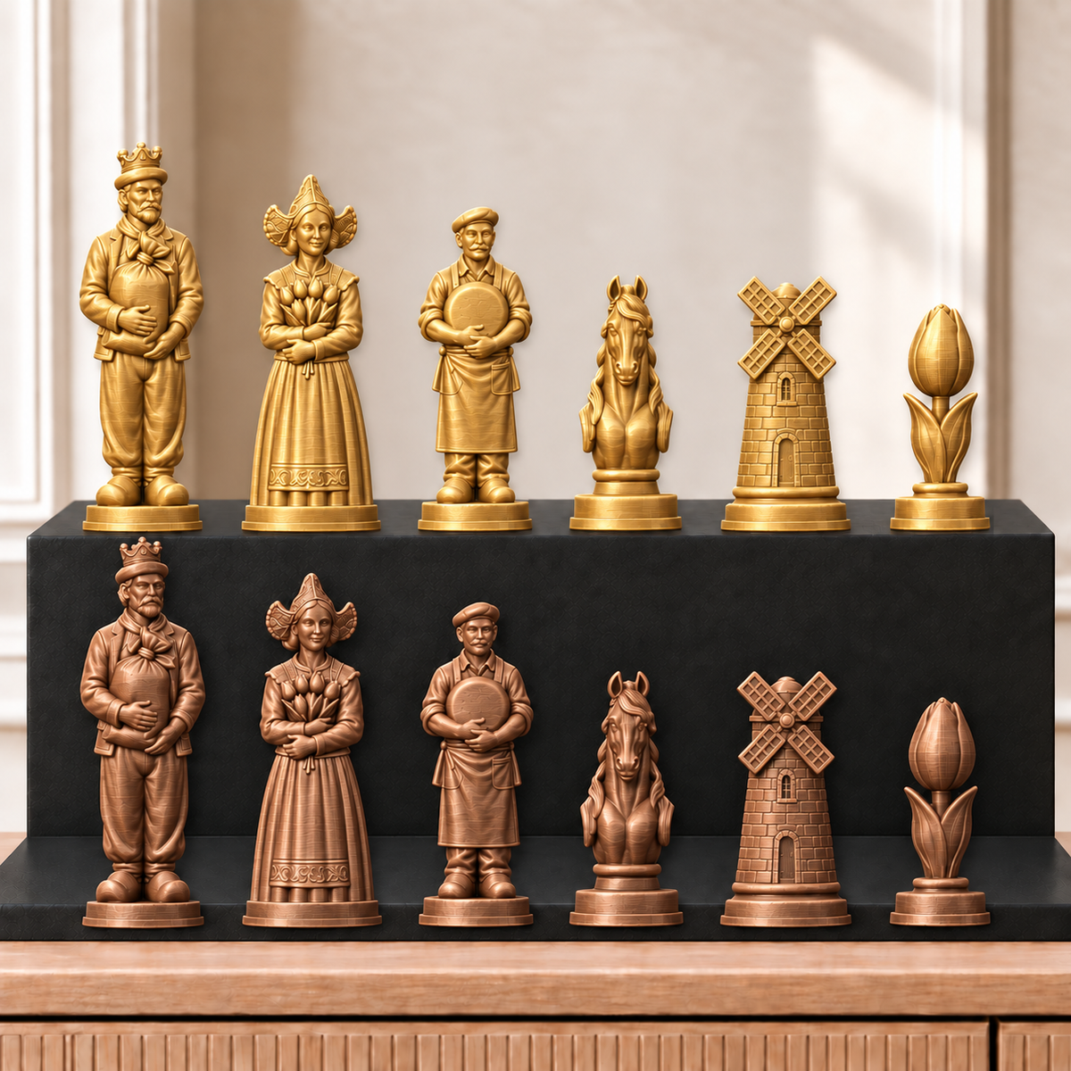 Windmühlen – thematisches Schachfigurenset mit 32 Figuren – Ansicht 7
