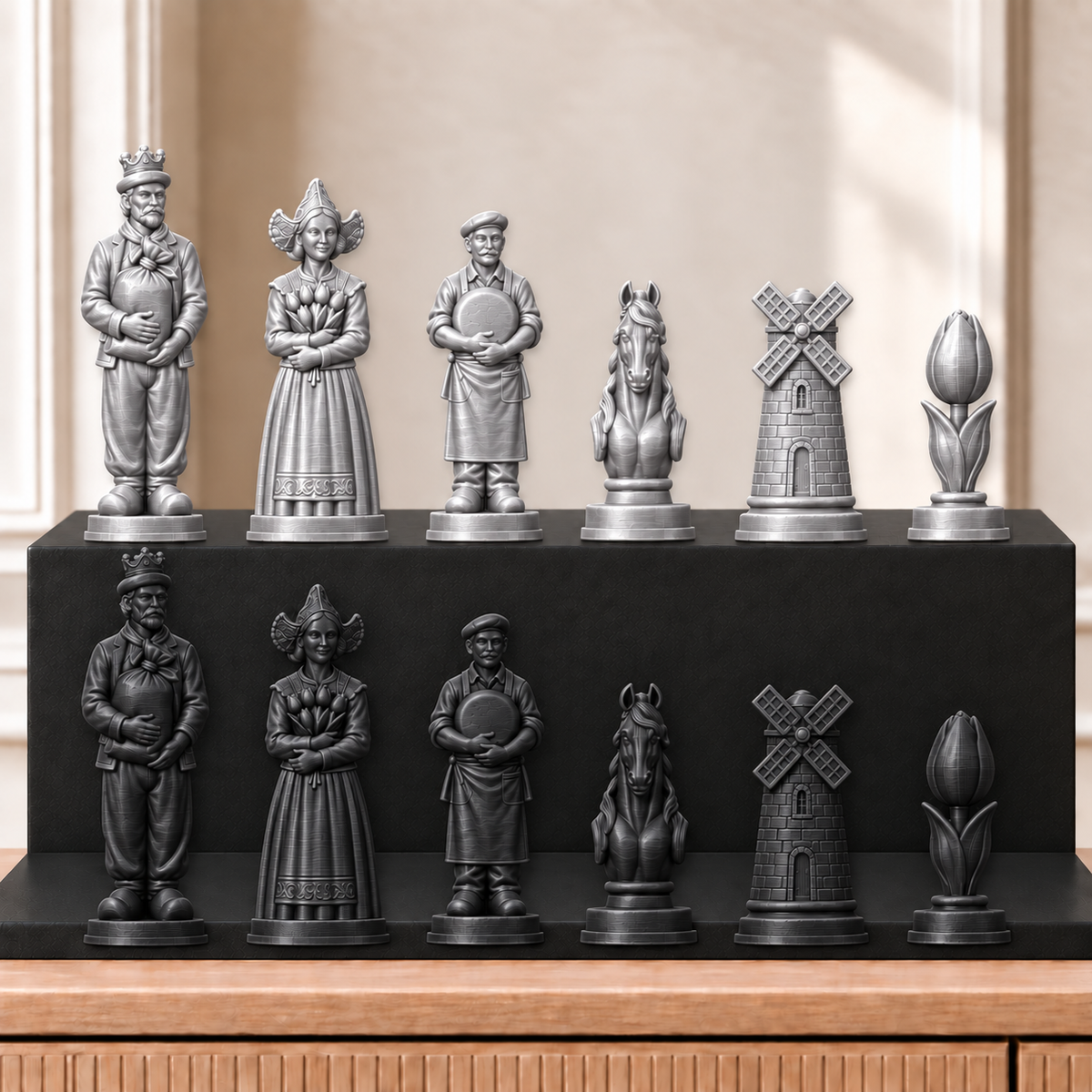 Windmühlen – thematisches Schachfigurenset mit 32 Figuren – Ansicht 8