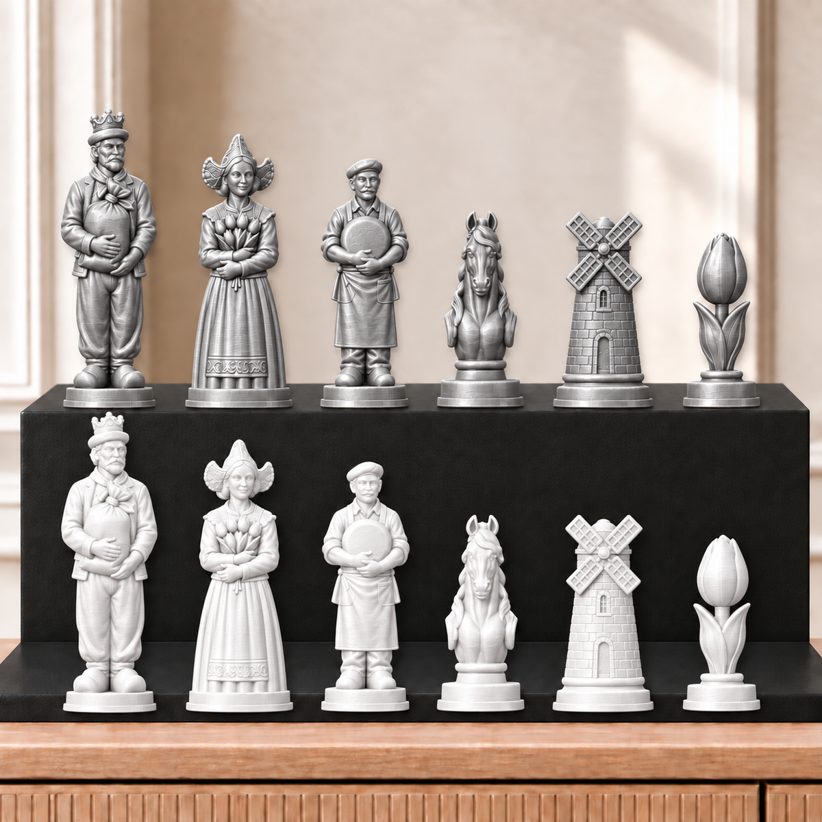 Windmühlen – thematisches Schachfigurenset mit 32 Figuren – Ansicht 9
