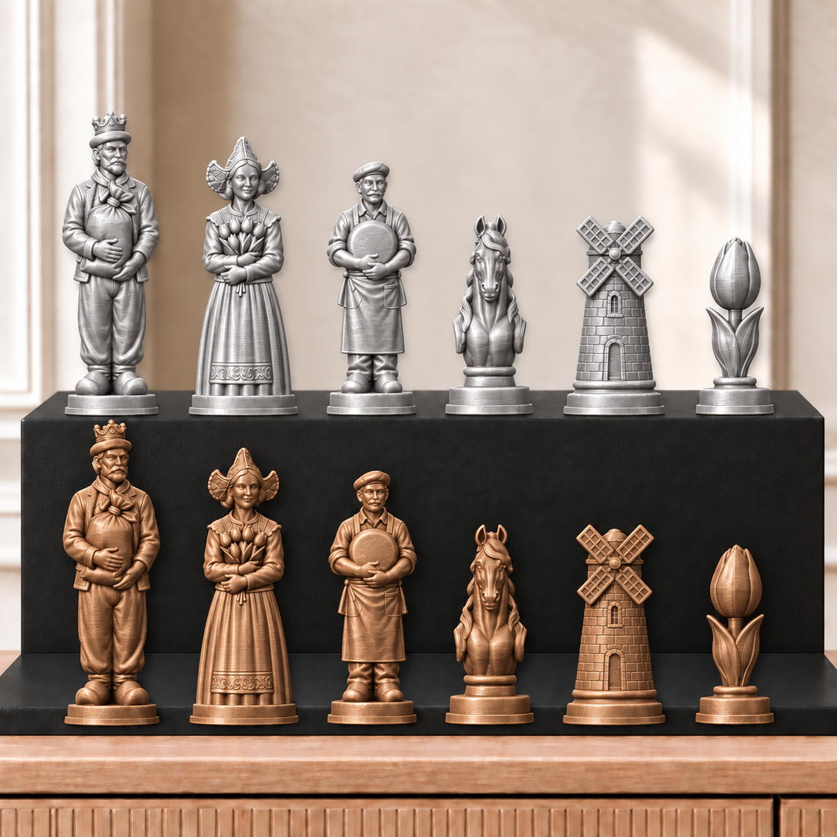 Windmühlen – thematisches Schachfigurenset mit 32 Figuren – Ansicht 10