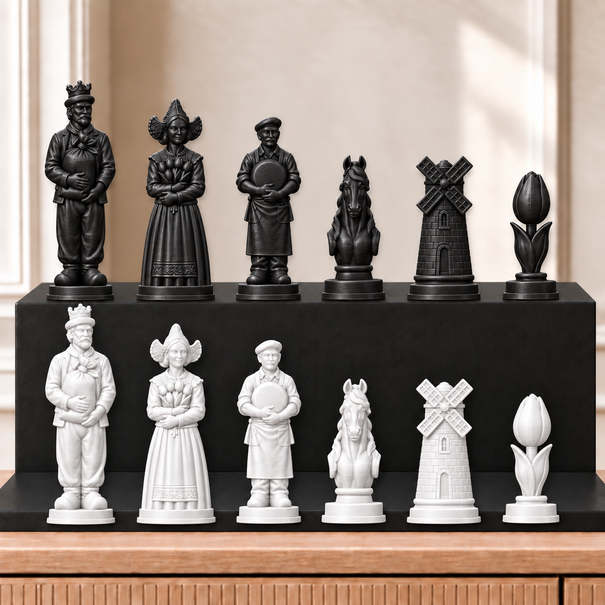 Windmühlen – thematisches Schachfigurenset mit 32 Figuren – Ansicht 11