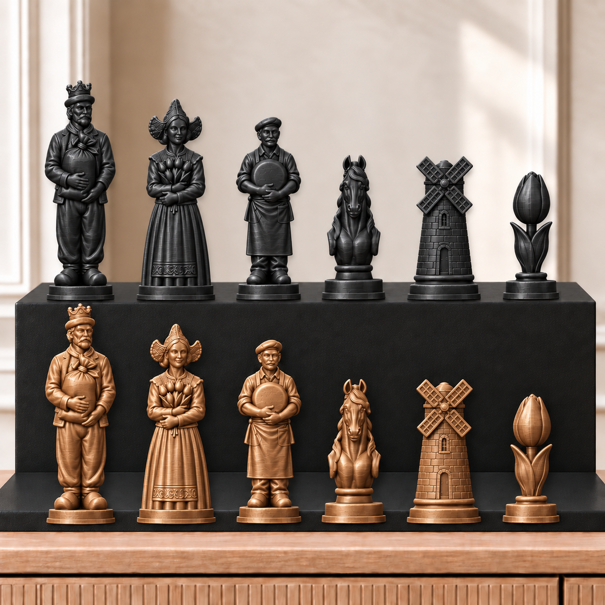 Windmühlen – thematisches Schachfigurenset mit 32 Figuren – Ansicht 12