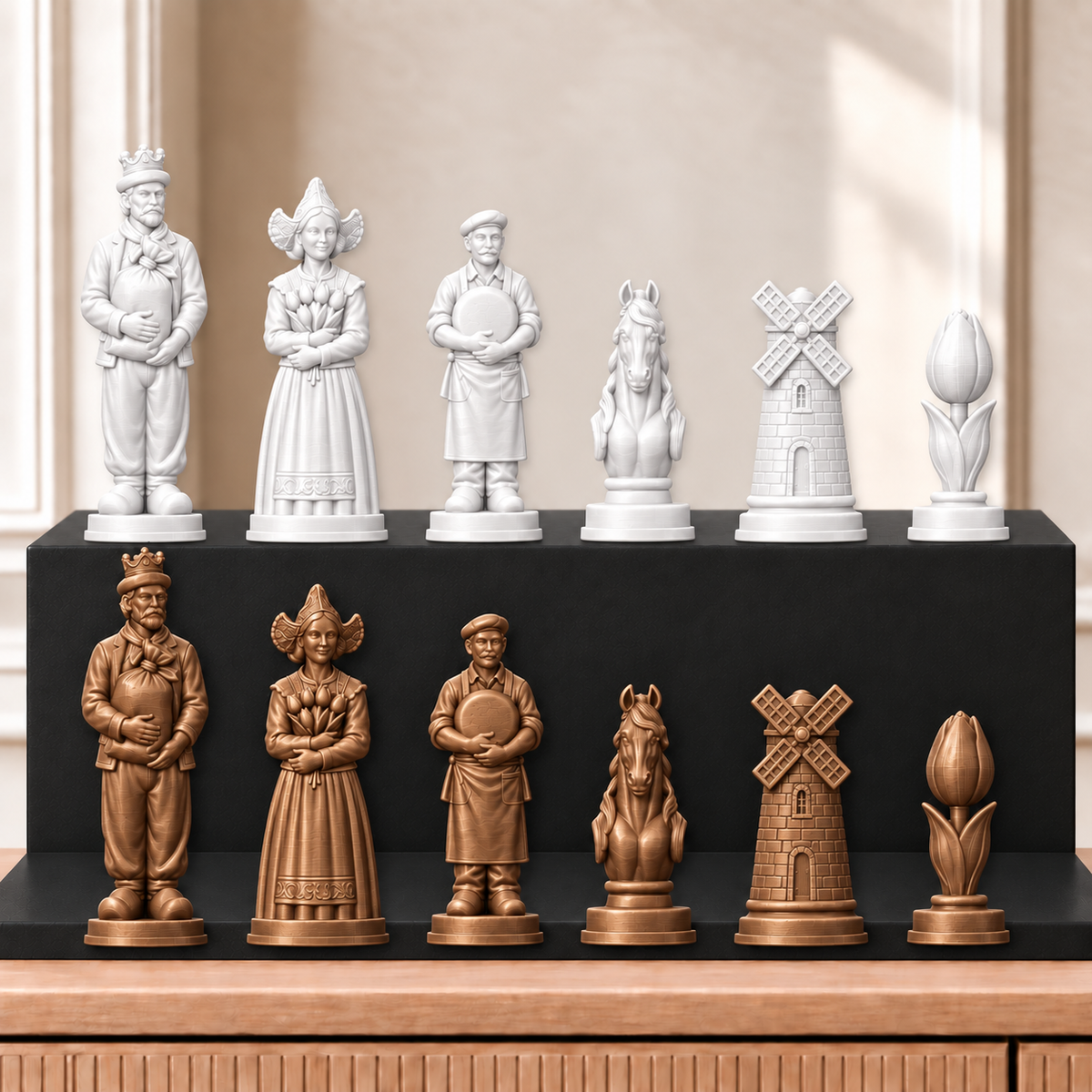 Windmühlen – thematisches Schachfigurenset mit 32 Figuren – Ansicht 13