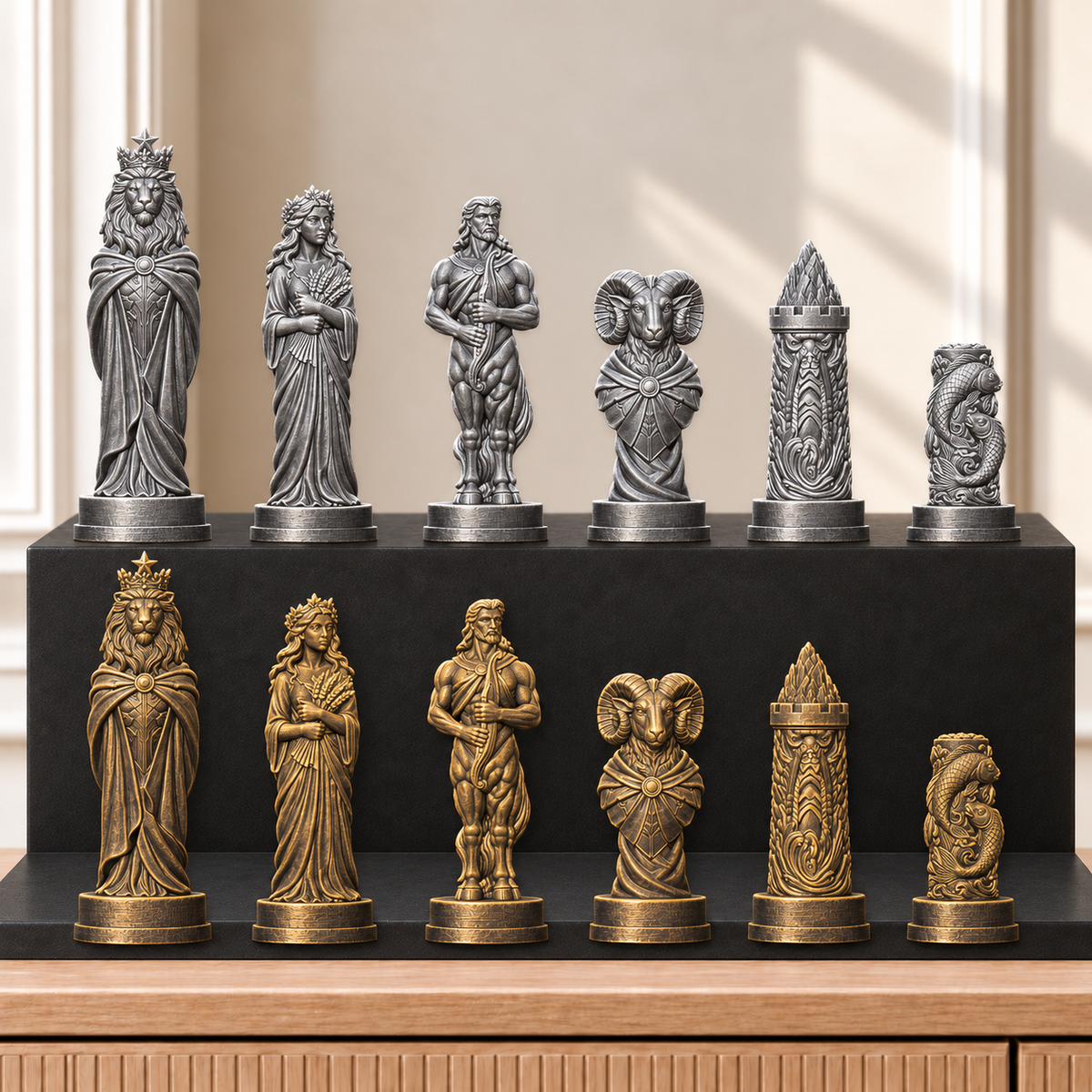 Sternzeichen – thematisches Schachfigurenset mit 32 Figuren – Ansicht 2