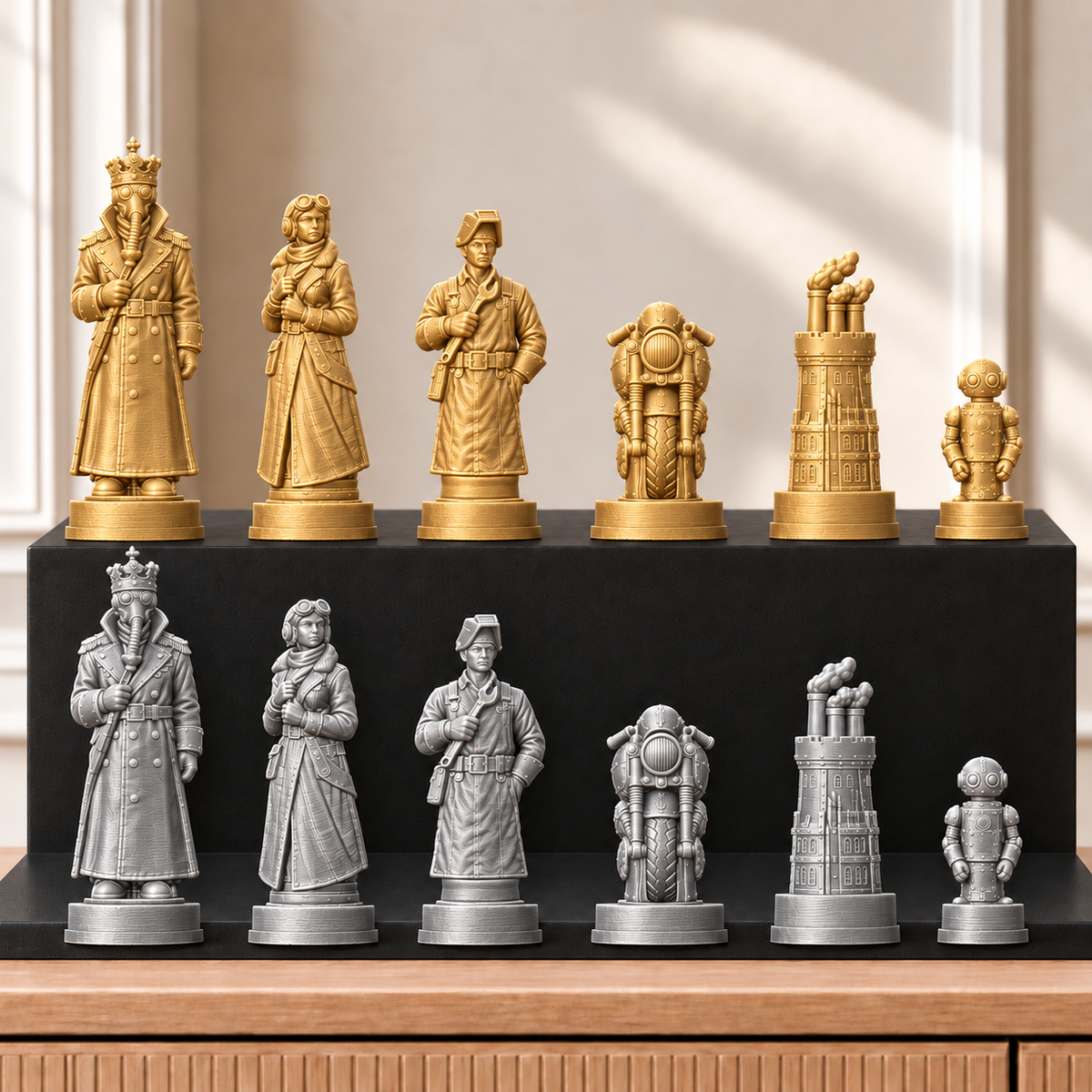 Dieselpunk – thematisches Schachfigurenset mit 32 Figuren – Ansicht 4