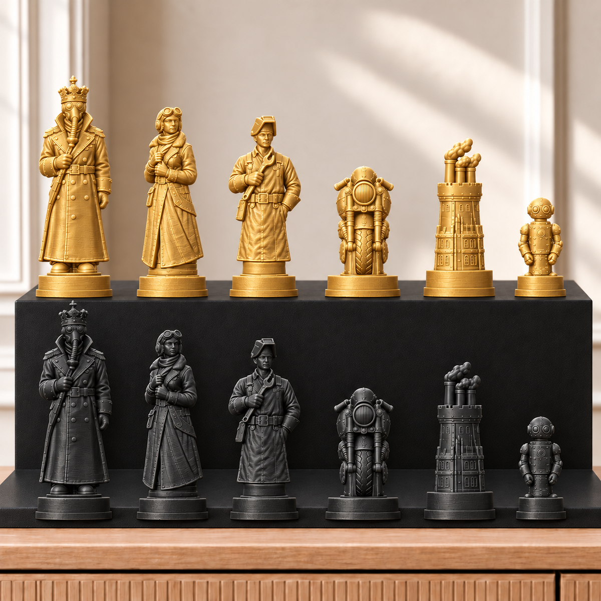 Dieselpunk – thematisches Schachfigurenset mit 32 Figuren – Ansicht 5