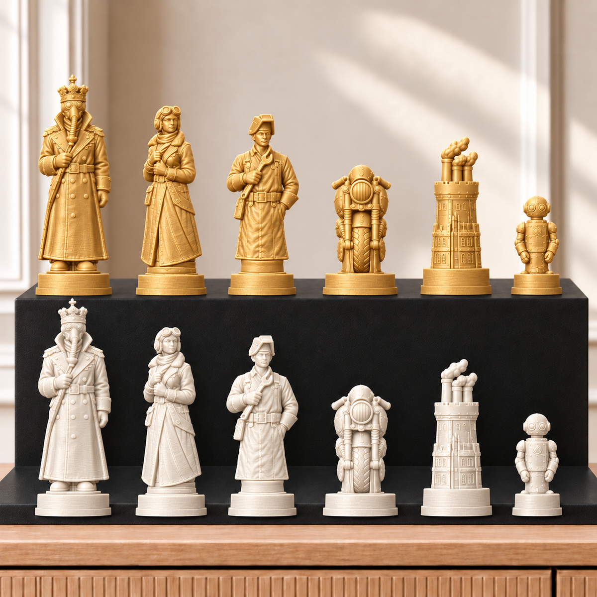 Dieselpunk – thematisches Schachfigurenset mit 32 Figuren – Ansicht 6