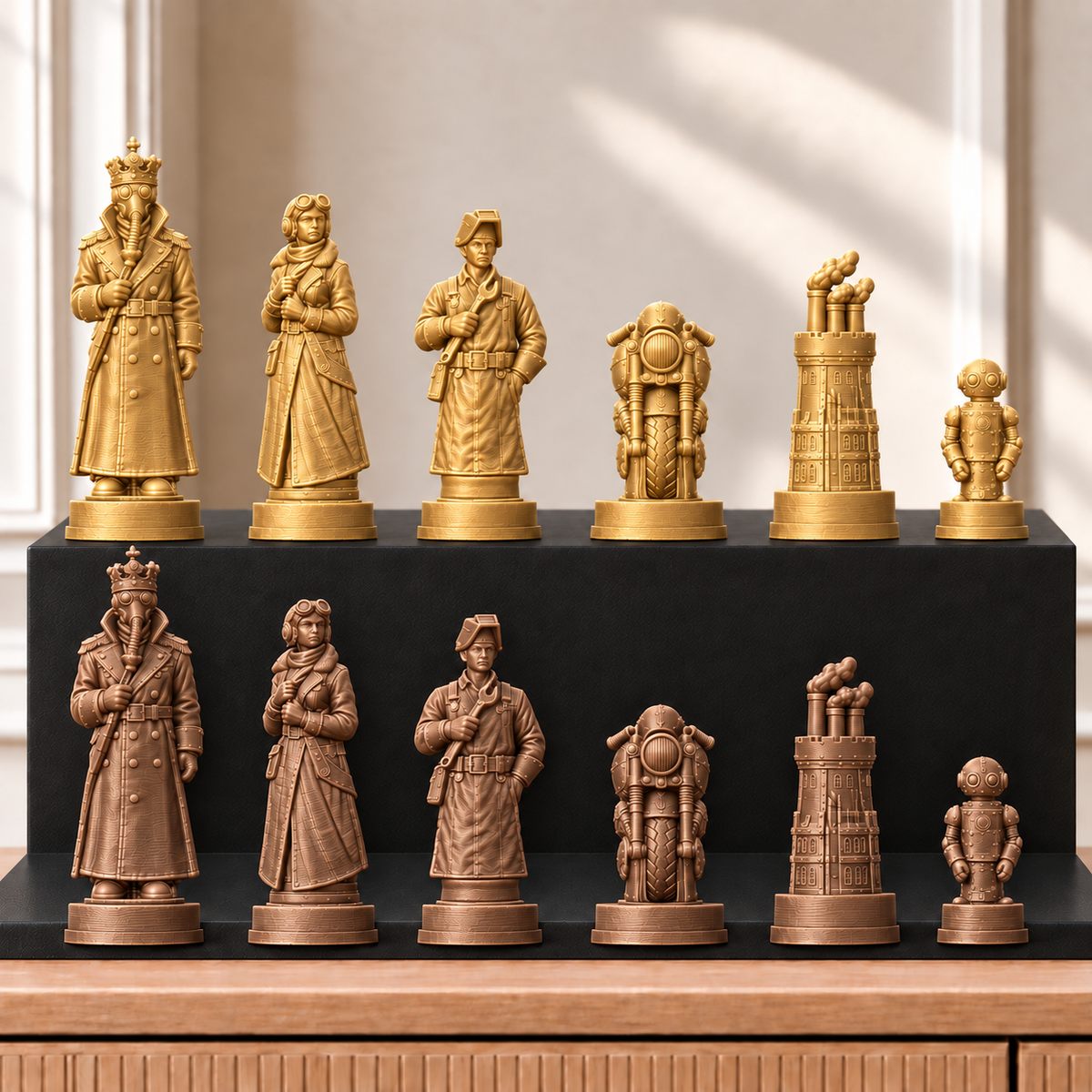 Dieselpunk – thematisches Schachfigurenset mit 32 Figuren – Ansicht 7