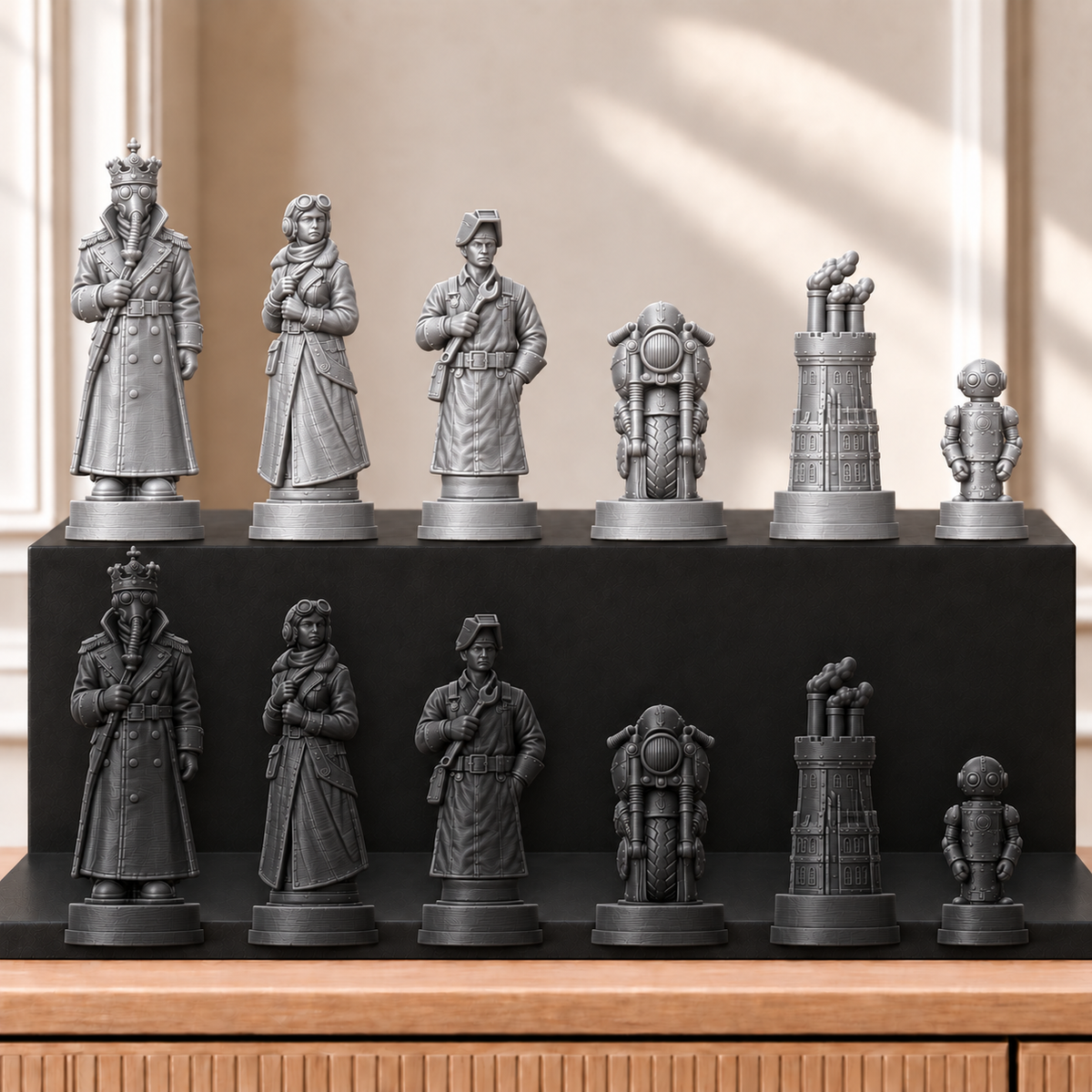 Dieselpunk – thematisches Schachfigurenset mit 32 Figuren – Ansicht 8