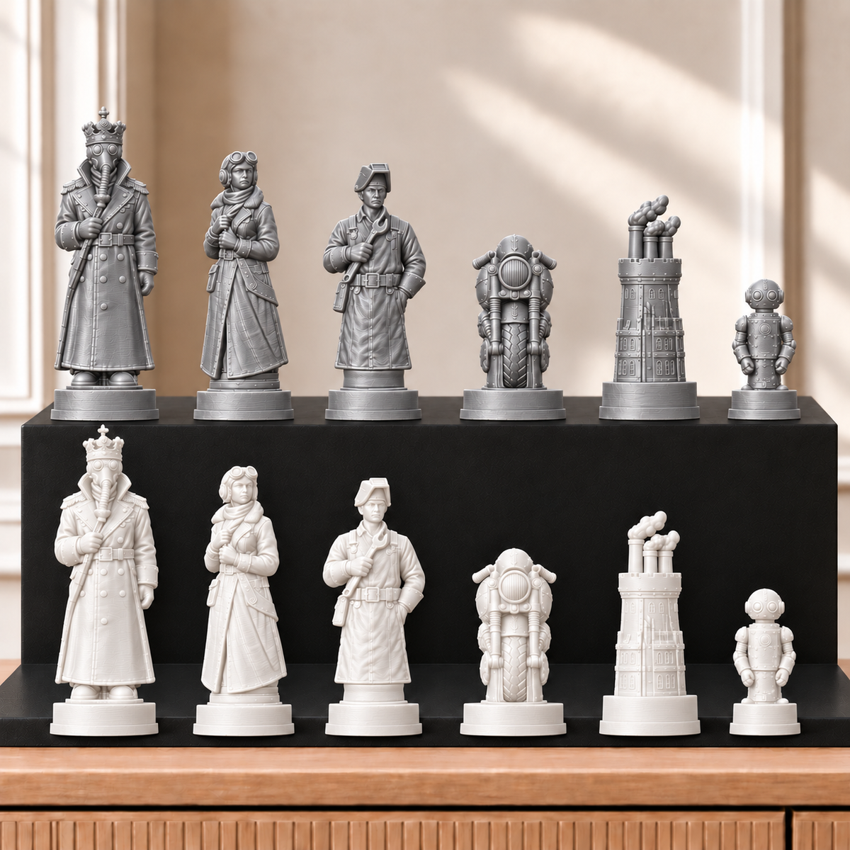 Dieselpunk – thematisches Schachfigurenset mit 32 Figuren – Ansicht 9