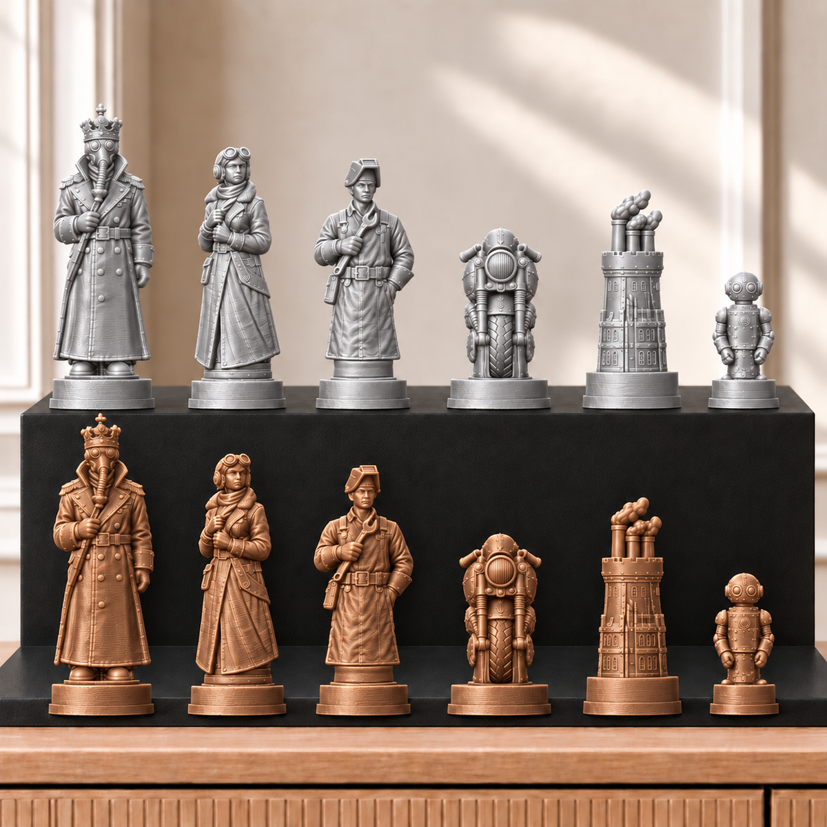 Dieselpunk – thematisches Schachfigurenset mit 32 Figuren – Ansicht 10