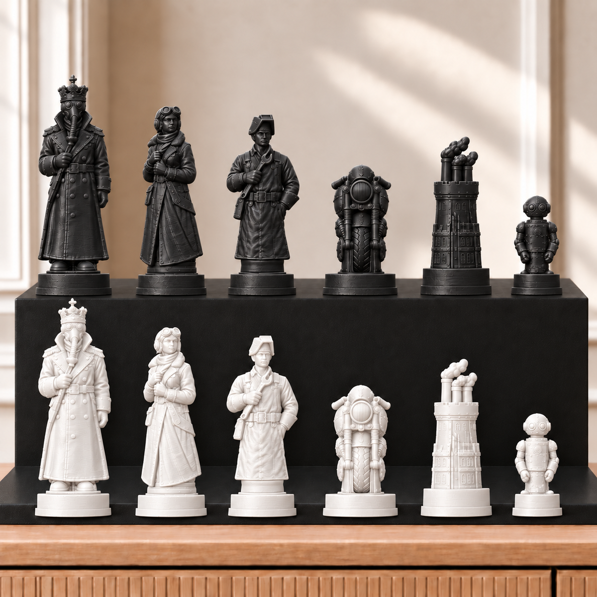 Dieselpunk – thematisches Schachfigurenset mit 32 Figuren – Ansicht 11