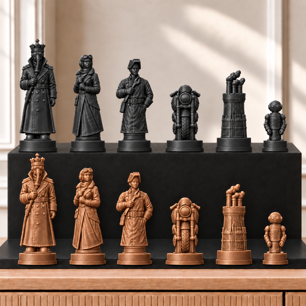 Dieselpunk – thematisches Schachfigurenset mit 32 Figuren – Ansicht 12