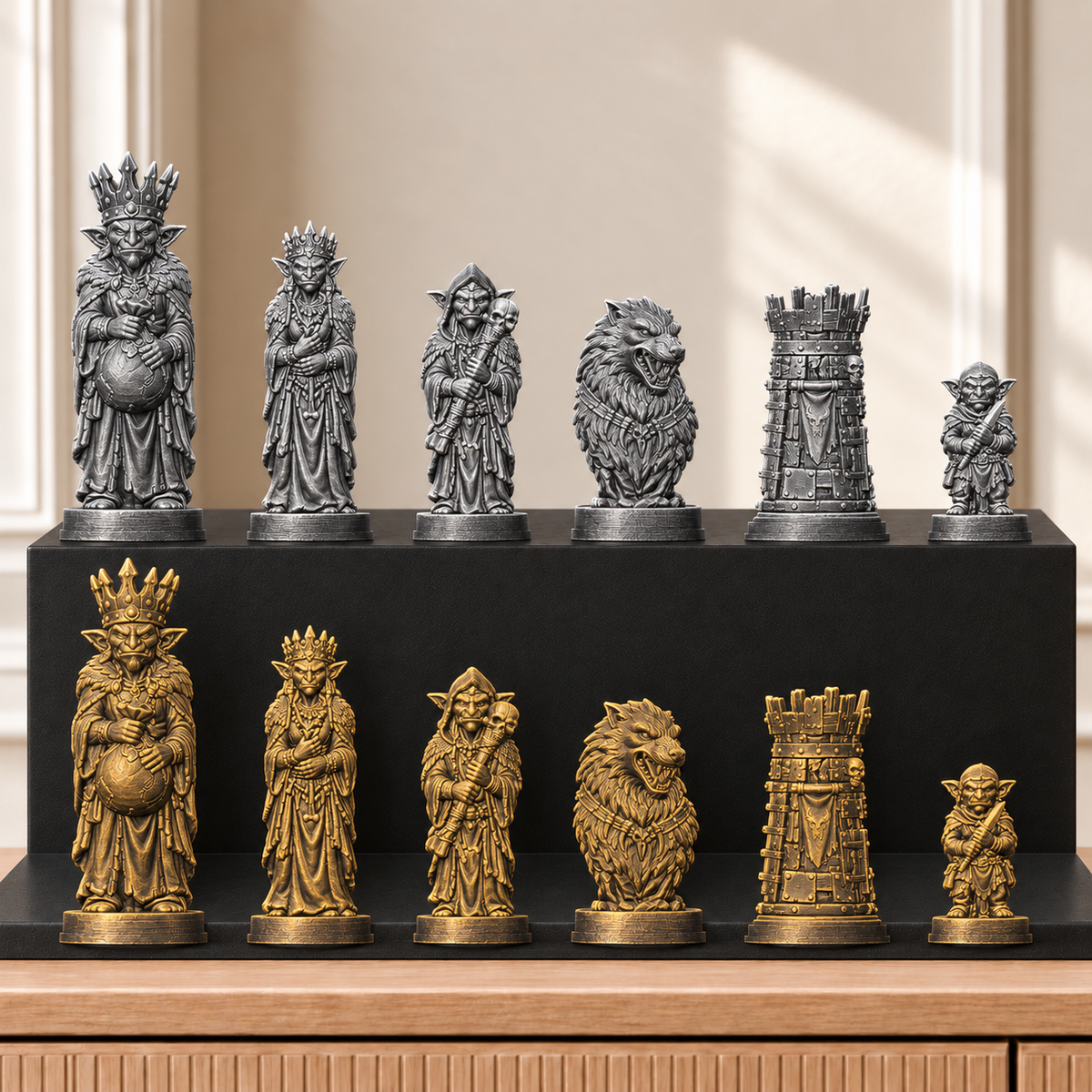 Kobolde – thematisches Schachfigurenset mit 32 Figuren – Ansicht 2