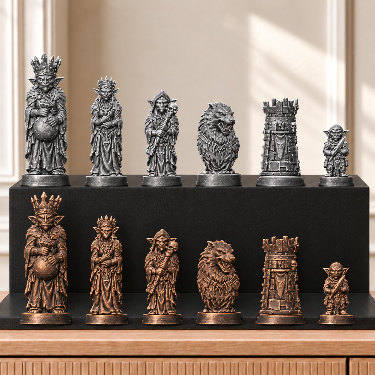 Kobolde – thematisches Schachfigurenset mit 32 Figuren – Ansicht 3