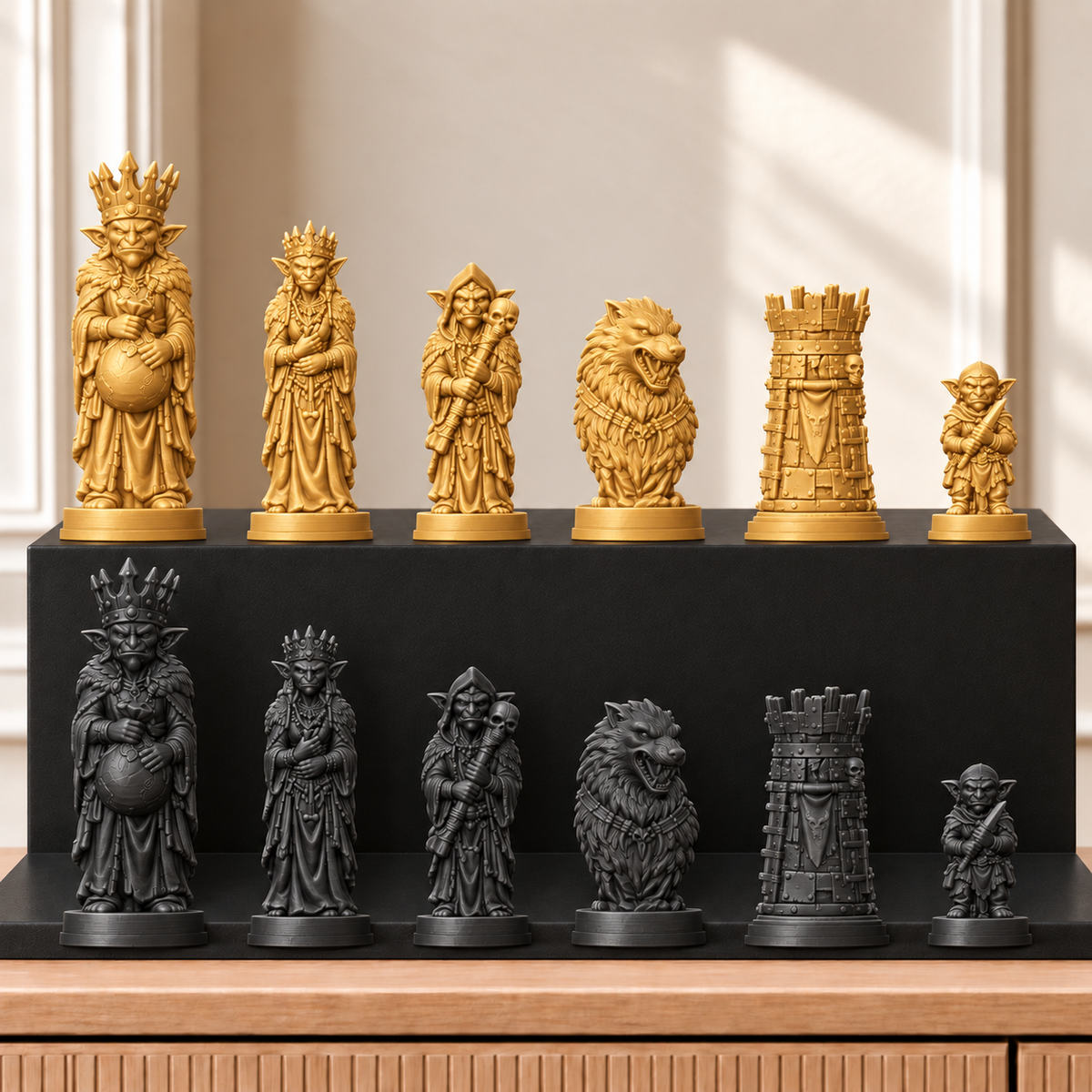 Kobolde – thematisches Schachfigurenset mit 32 Figuren – Ansicht 5
