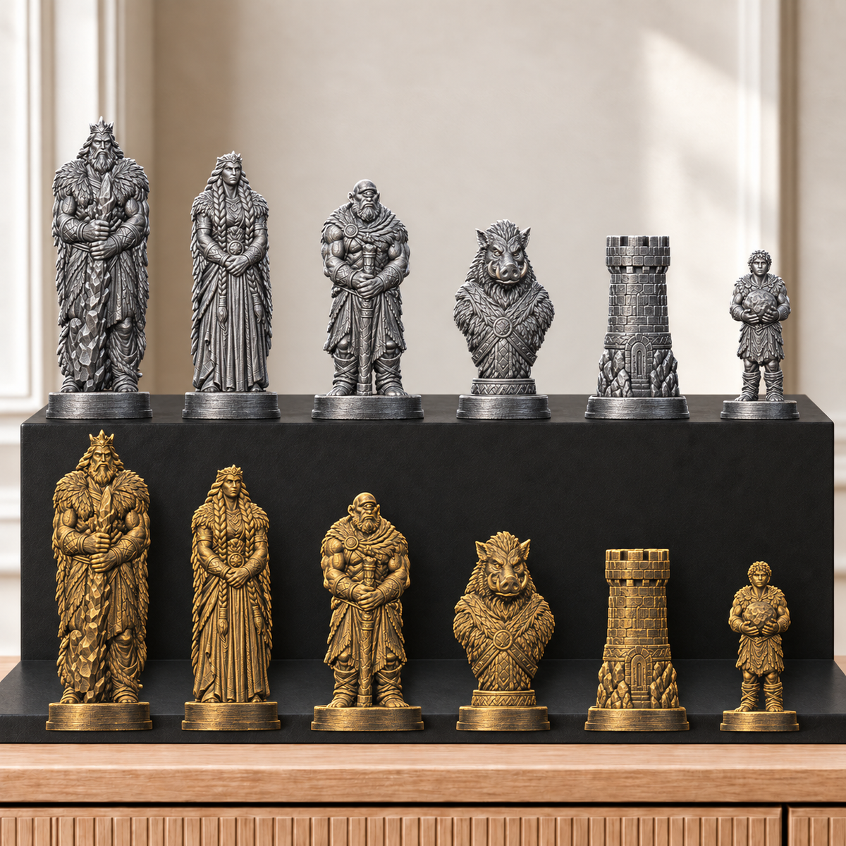 Riesen – thematisches Schachfigurenset mit 32 Figuren – Ansicht 2