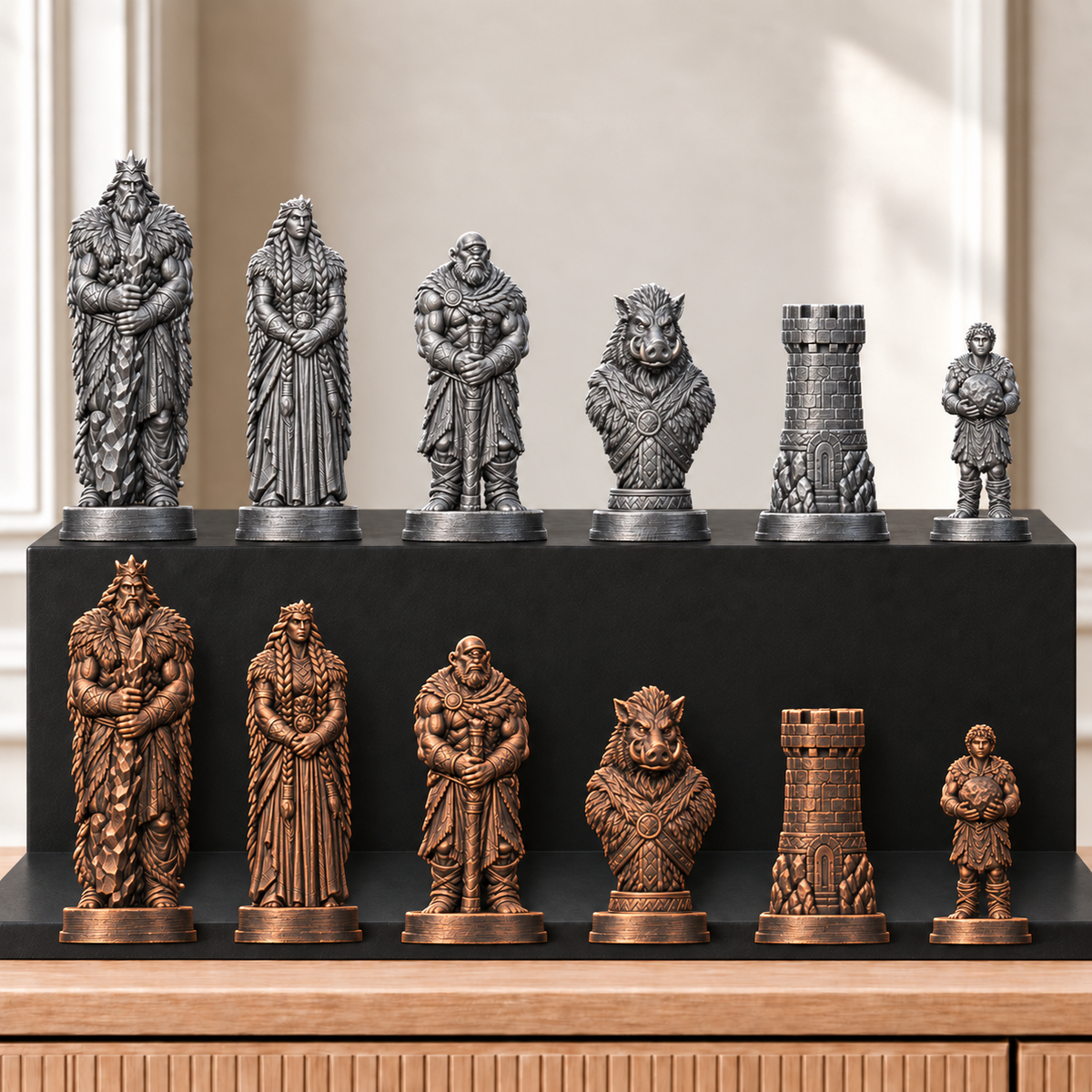 Riesen – thematisches Schachfigurenset mit 32 Figuren – Ansicht 3