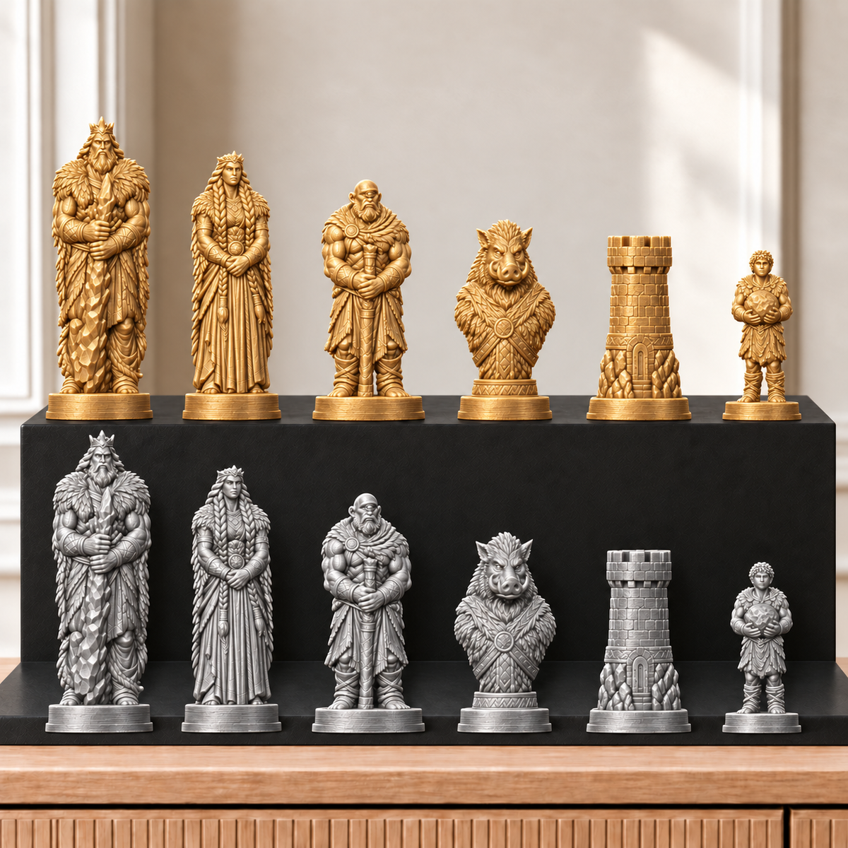 Riesen – thematisches Schachfigurenset mit 32 Figuren – Ansicht 4