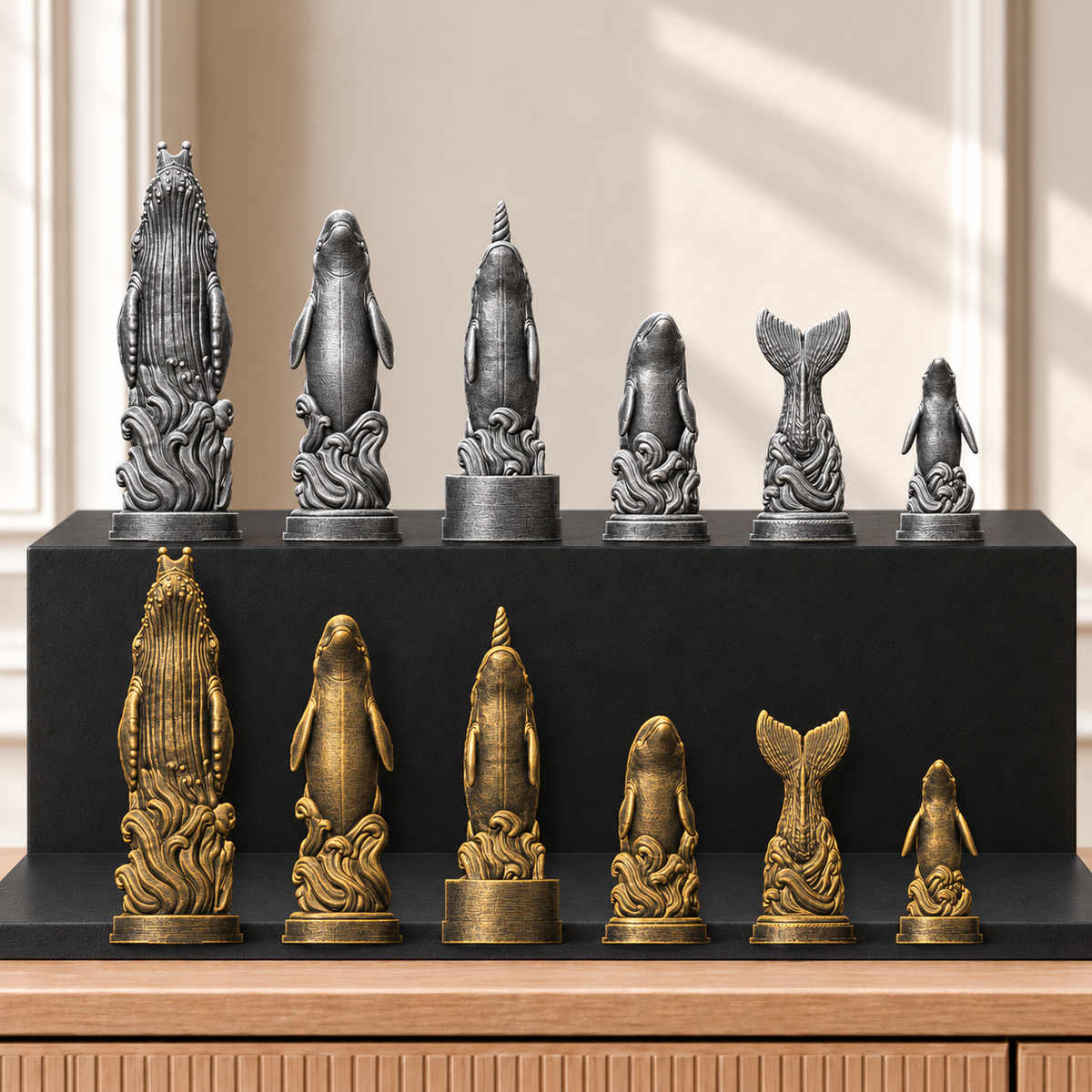 Wale – thematisches Schachfigurenset mit 32 Figuren – Ansicht 2
