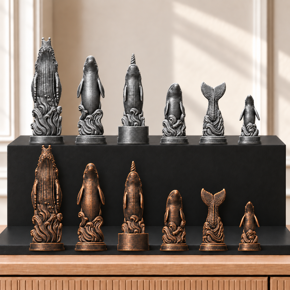 Wale – thematisches Schachfigurenset mit 32 Figuren – Ansicht 3