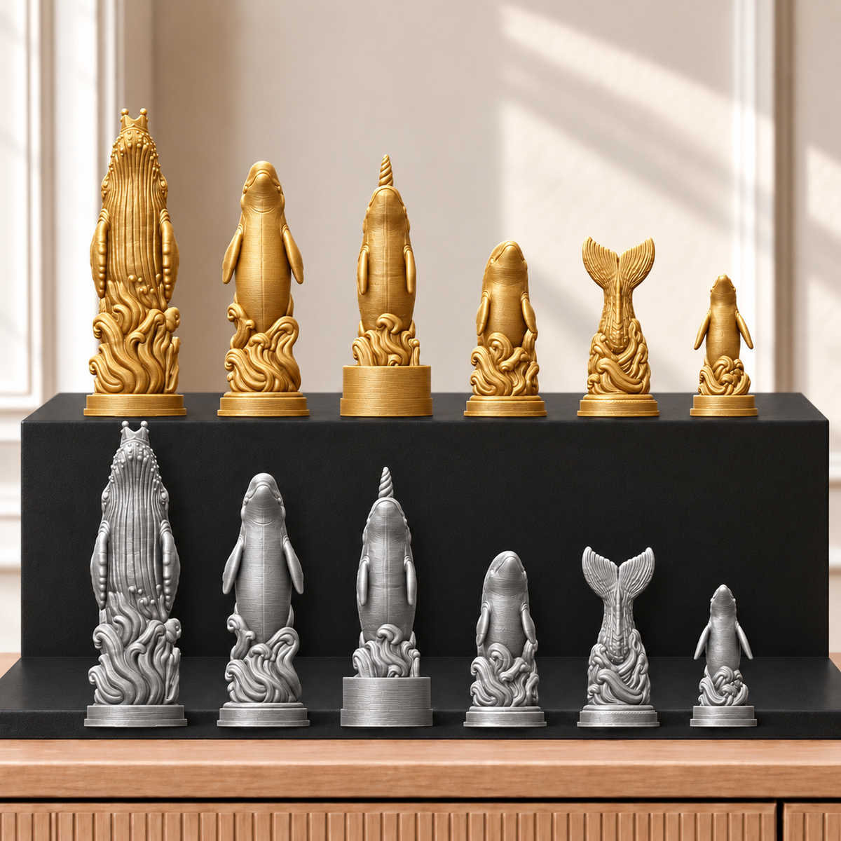 Wale – thematisches Schachfigurenset mit 32 Figuren – Ansicht 4