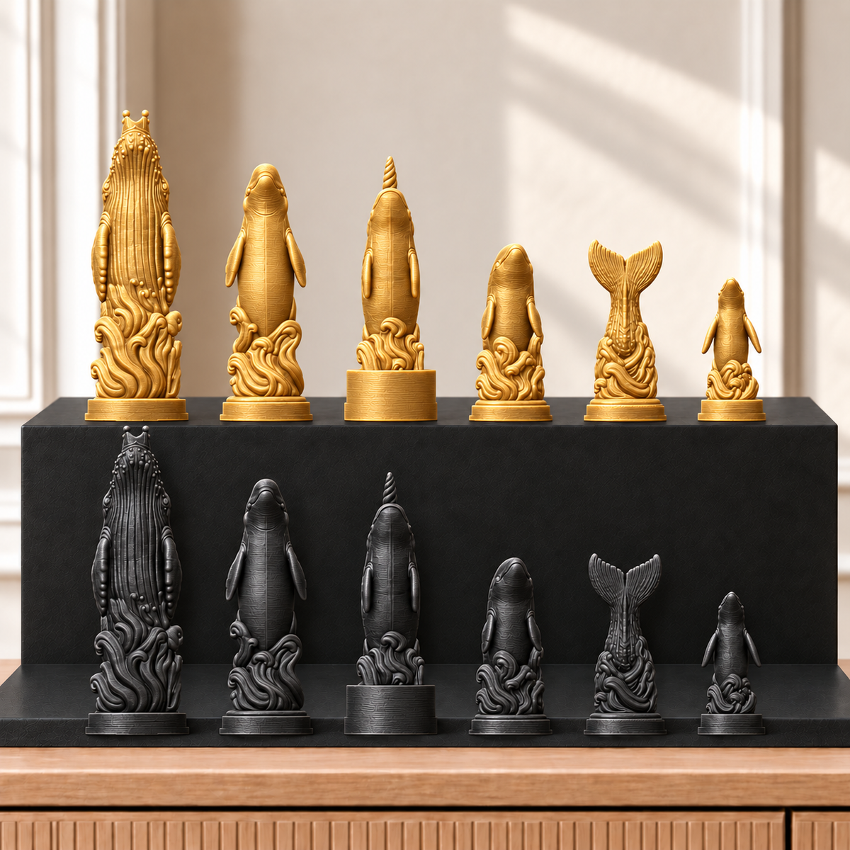 Wale – thematisches Schachfigurenset mit 32 Figuren – Ansicht 5
