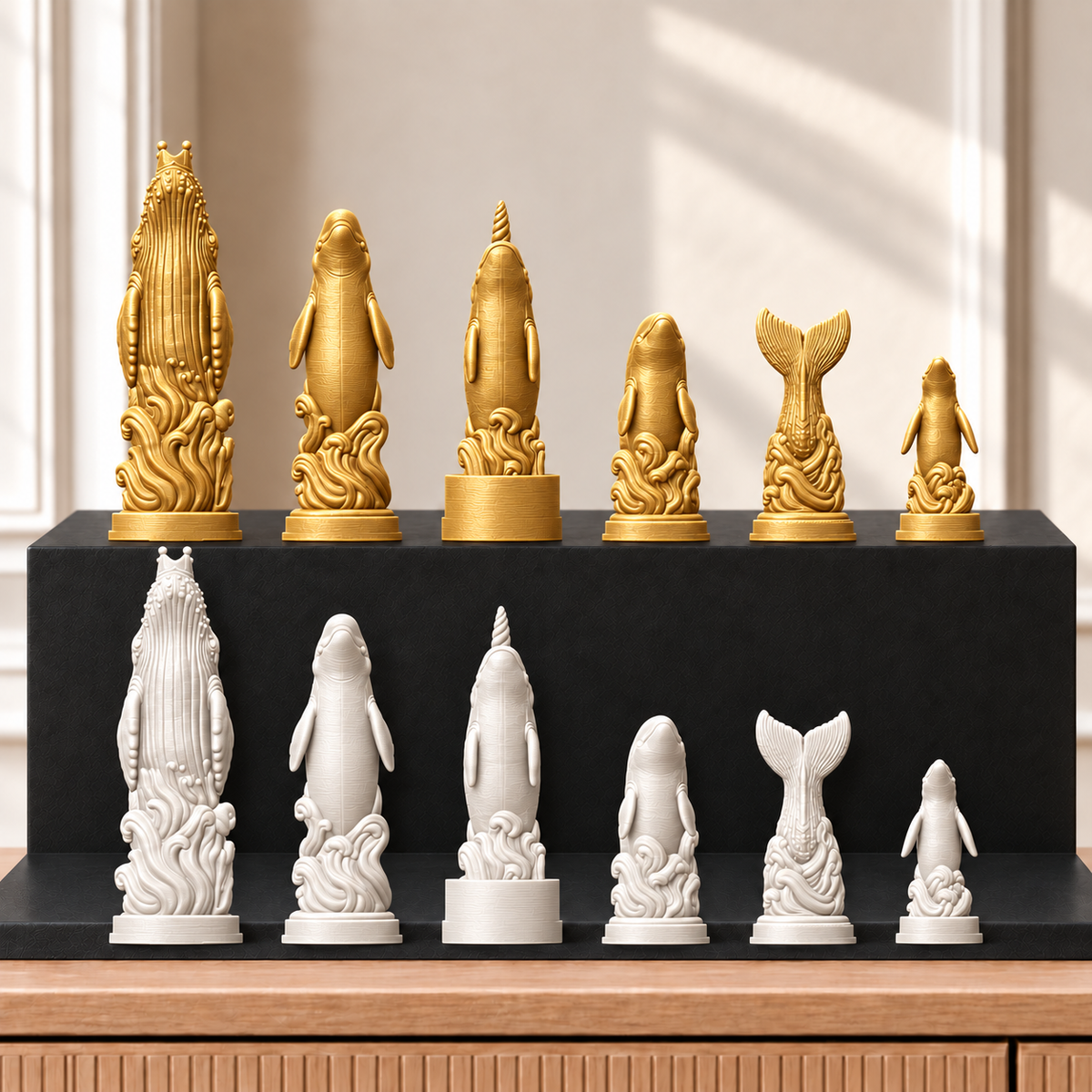 Wale – thematisches Schachfigurenset mit 32 Figuren – Ansicht 6