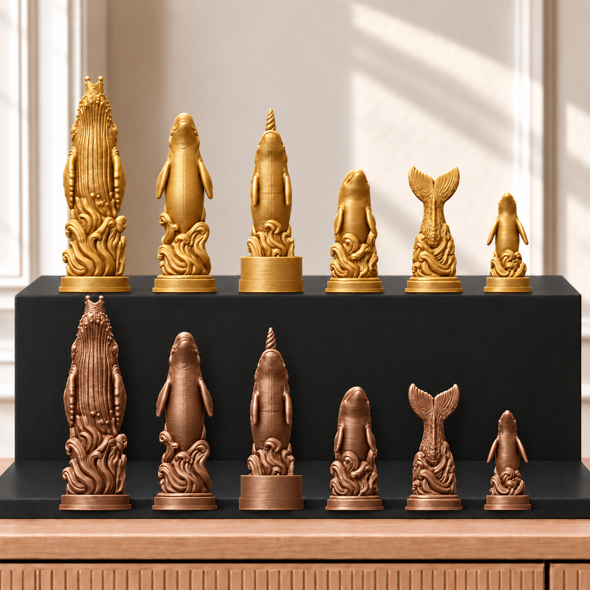 Wale – thematisches Schachfigurenset mit 32 Figuren – Ansicht 7