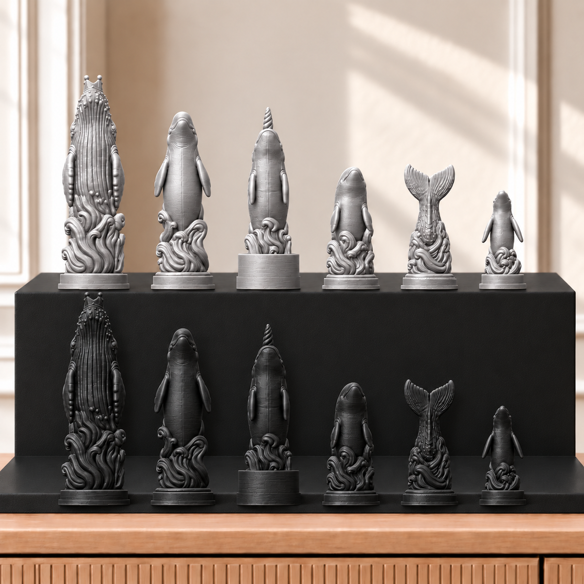 Wale – thematisches Schachfigurenset mit 32 Figuren – Ansicht 8