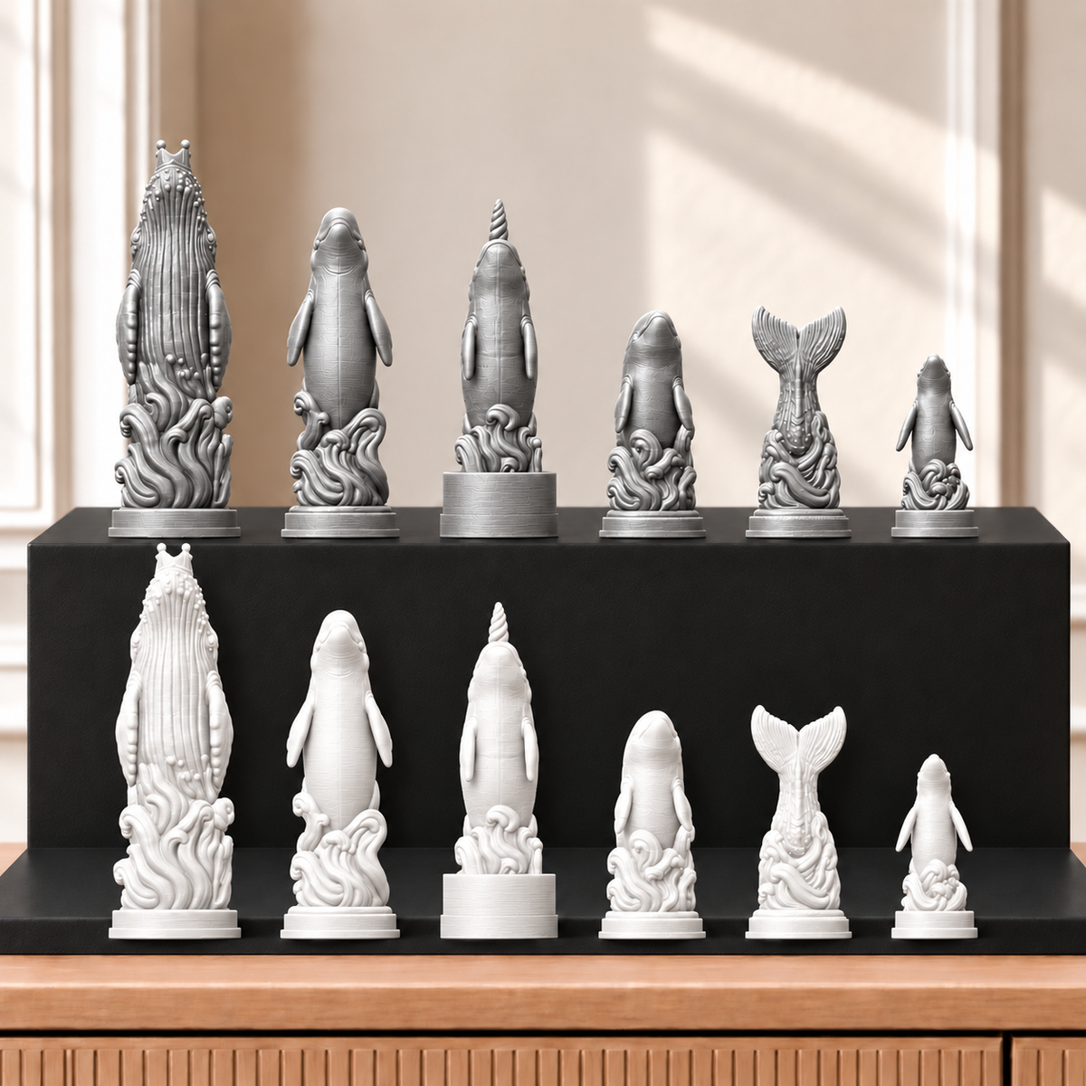 Wale – thematisches Schachfigurenset mit 32 Figuren – Ansicht 9