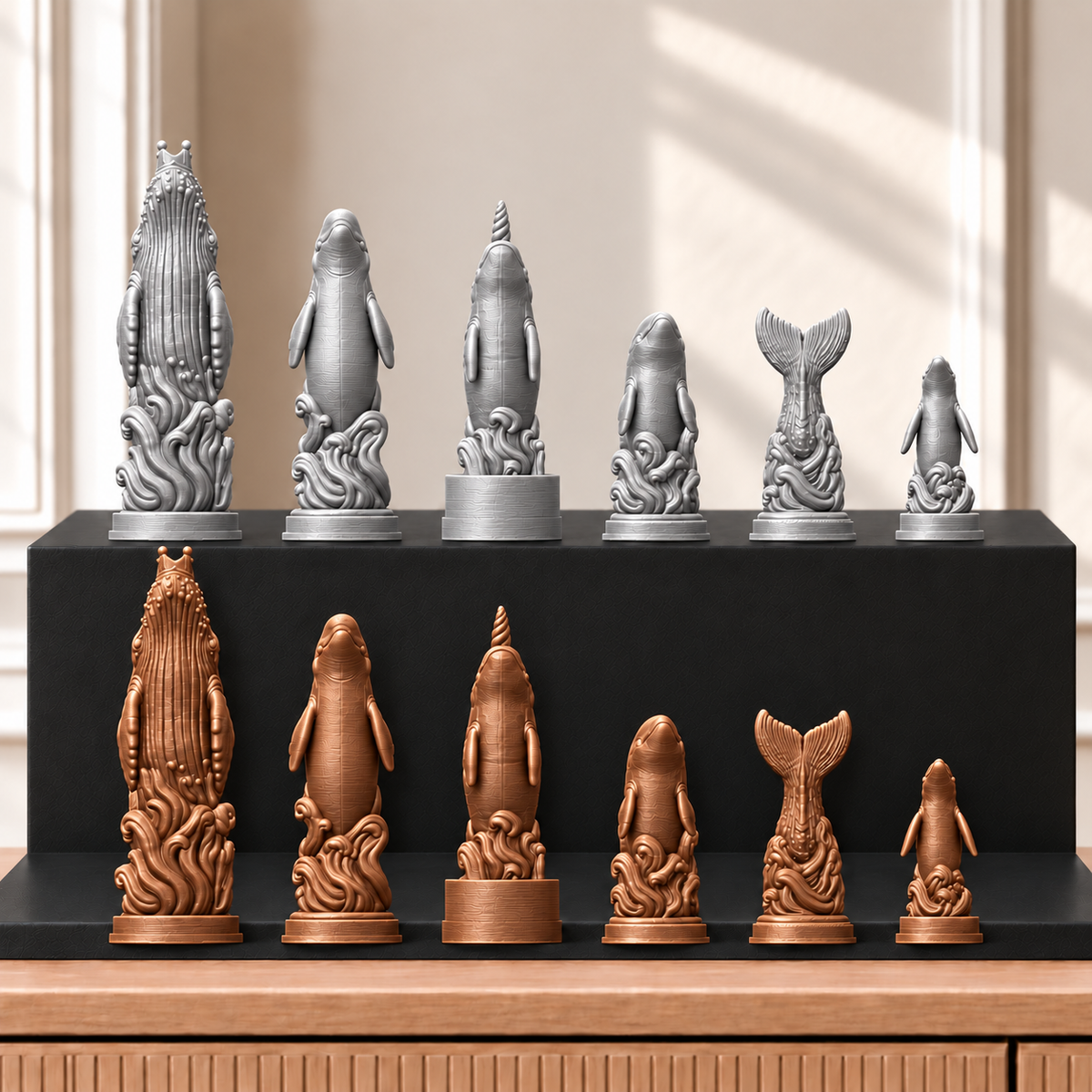 Wale – thematisches Schachfigurenset mit 32 Figuren – Ansicht 10