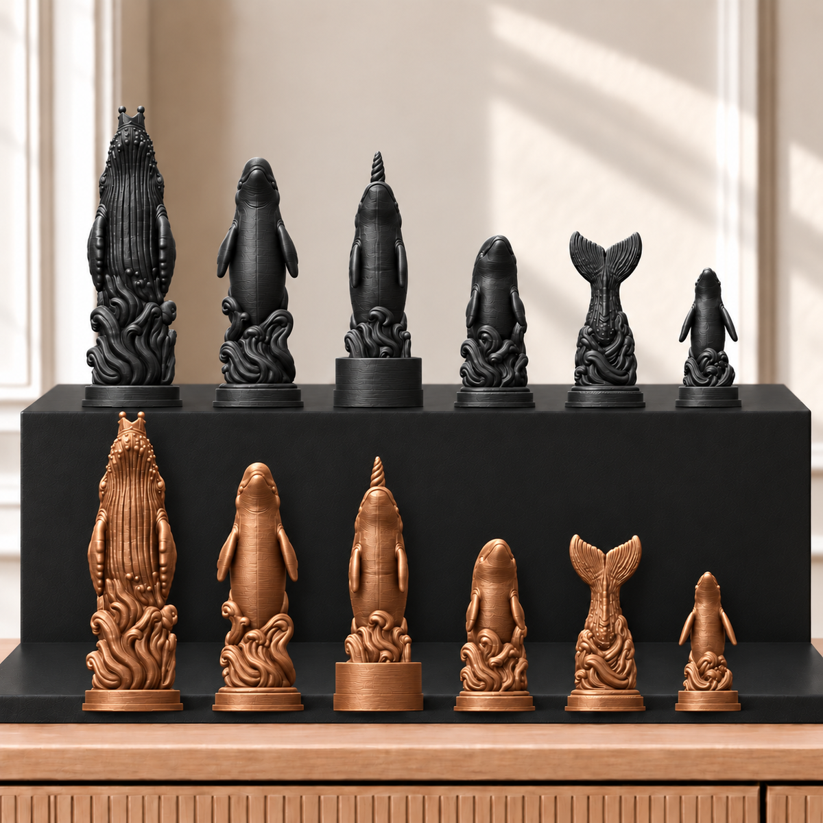 Wale – thematisches Schachfigurenset mit 32 Figuren – Ansicht 12