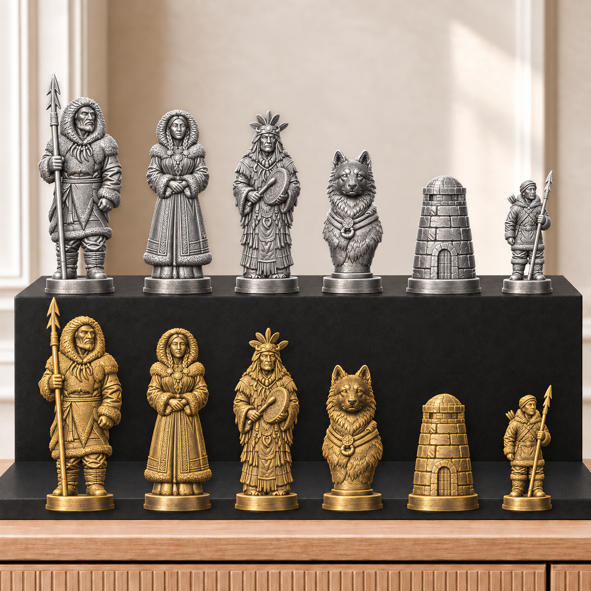 Inuit – thematisches Schachfigurenset mit 32 Figuren – Ansicht 2